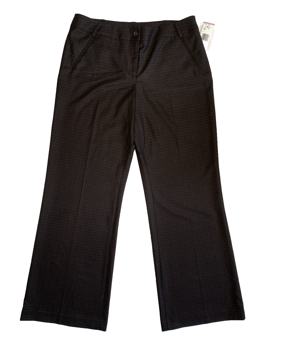 Nine West Pants Womens 12 NEW Wide Leg Stretch Slouchy Cyndi Plaid Academia